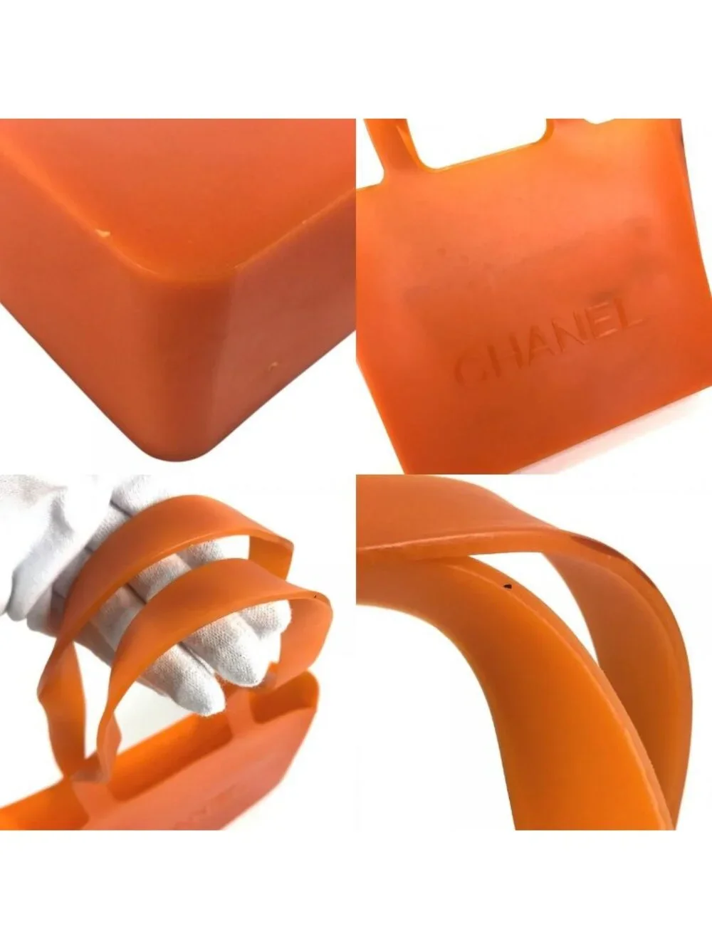 Chanel Tote Bag Logo Beach Rubber Orange
